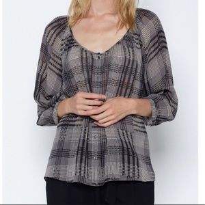 JOIE Silk Vorda Plaid Blouse